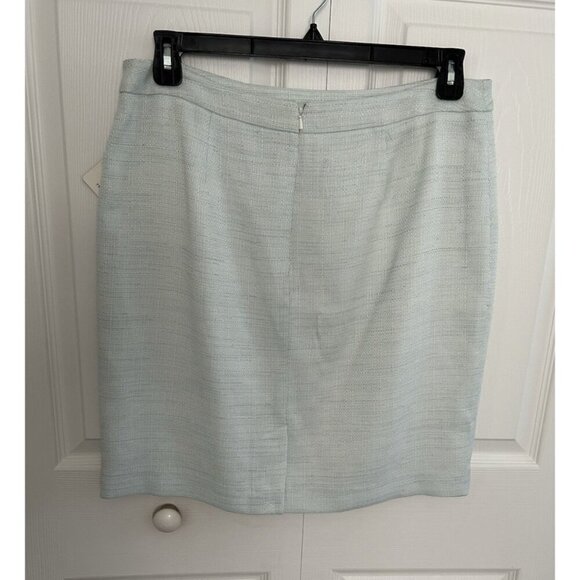 Halogen Rear Zip Lined Pencil Skirt Pale Green Tweed Work Wear Size 14 - Picture 4 of 9